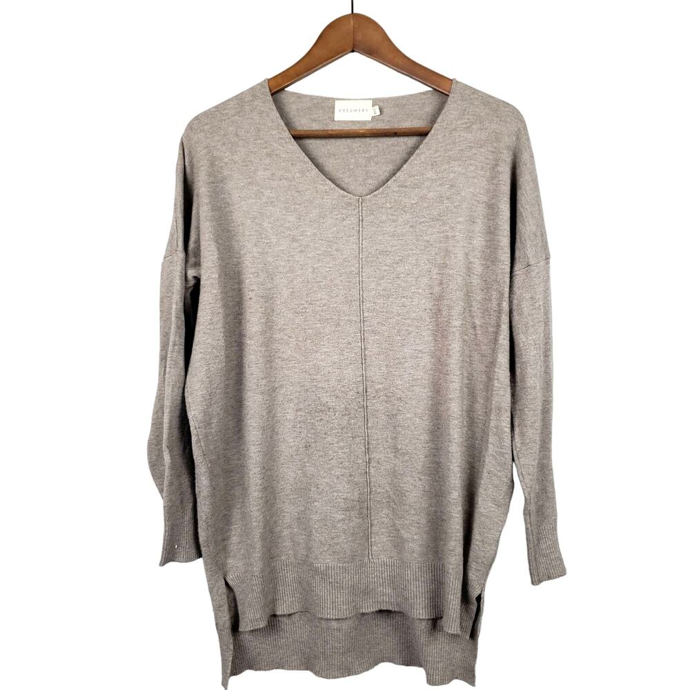 Dreamers V Neck Knit Top Wheat Tan- S/M